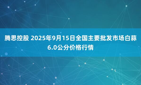 腾思控股 2025年9月15日全国主要批发市场白蒜6.0公分价格行情